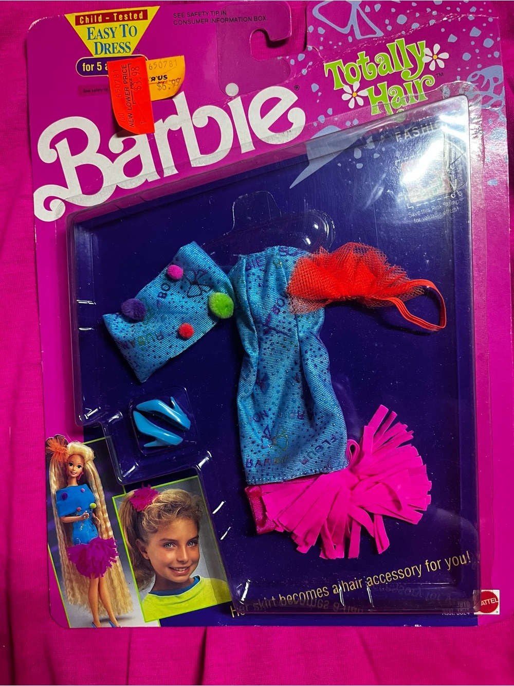 NRFB 1991 Barbie Totally Hair Fashions #3819 Easy to Dress Outfit